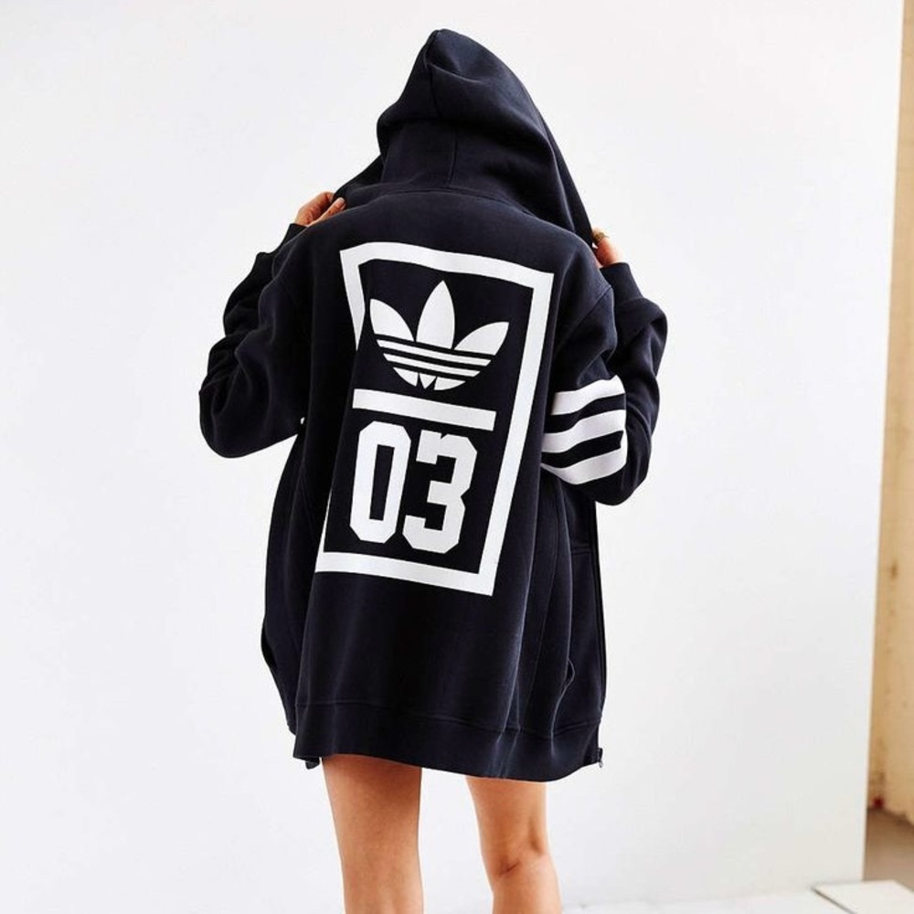 Adidas Black Trefoil 03 Number Design Zip Up Hoodie